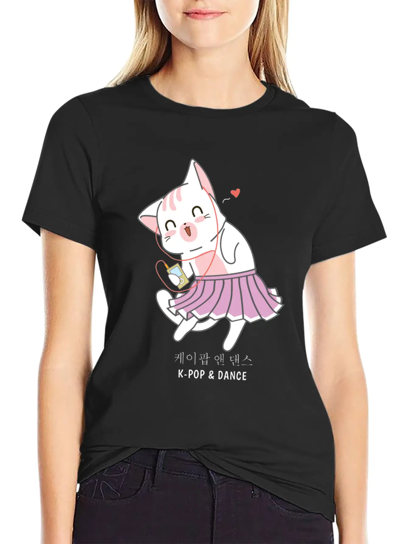 K-Pop And Dance Cat Saranghae Korea Pop Breathable Soft Cotton T-Shirt – Timeless Casual Look