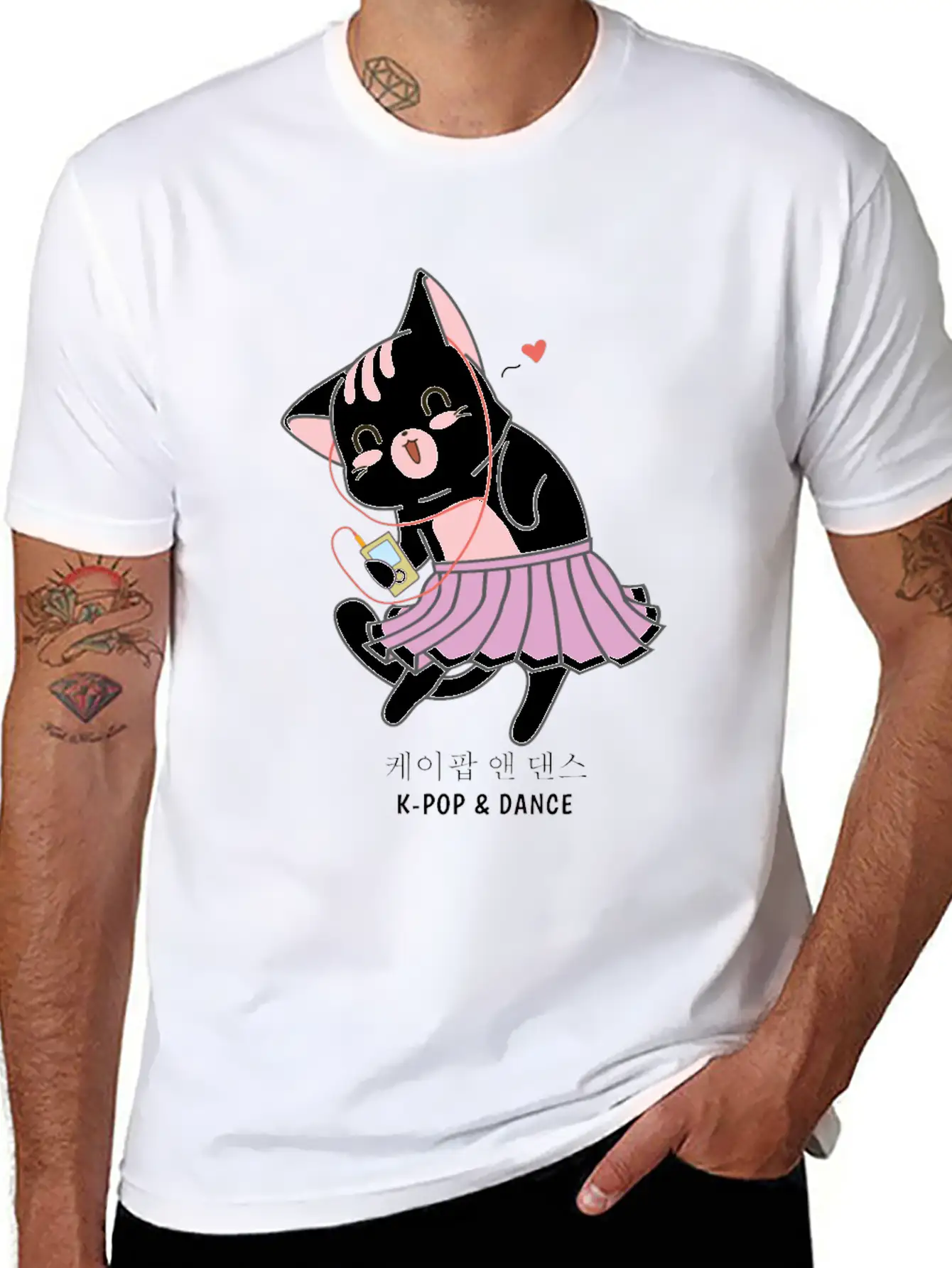 K-Pop And Dance Cat Saranghae Korea Pop Breathable Soft Cotton T-Shirt – Timeless Casual Look