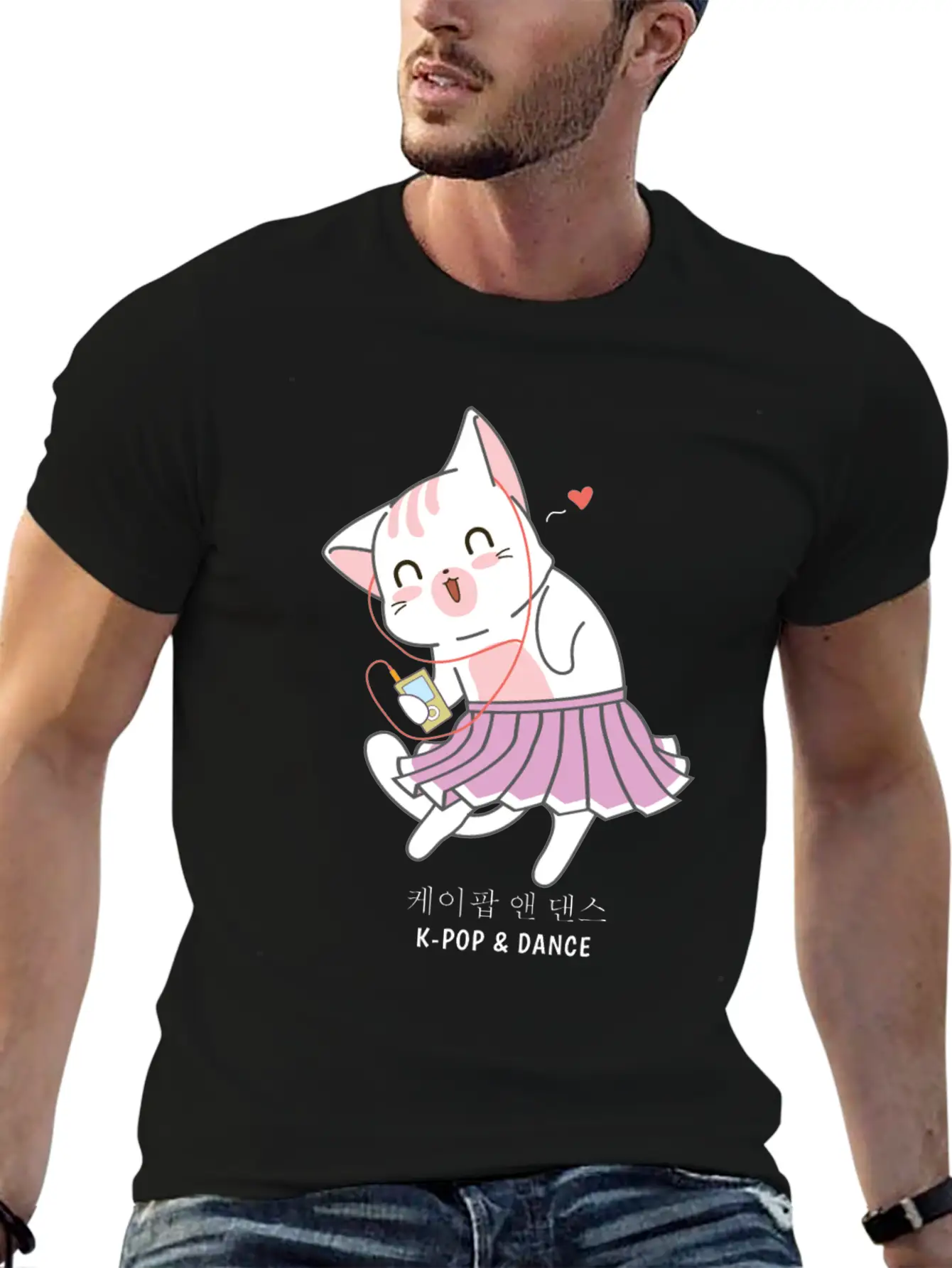 K-Pop And Dance Cat Saranghae Korea Pop Breathable Soft Cotton T-Shirt – Timeless Casual Look