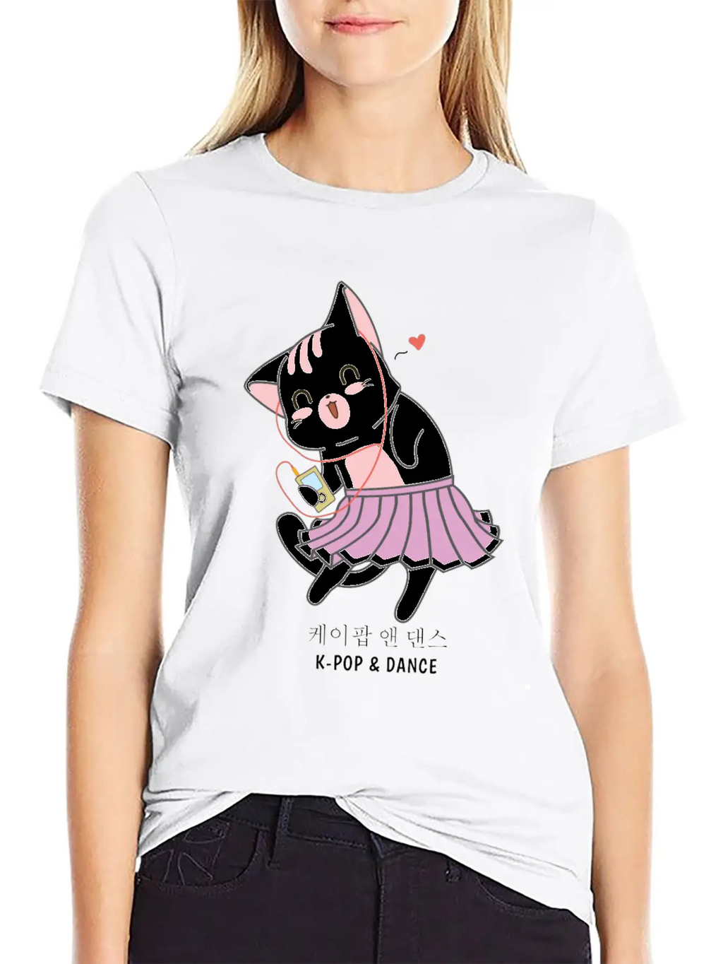 K-Pop And Dance Cat Saranghae Korea Pop Breathable Soft Cotton T-Shirt – Timeless Casual Look