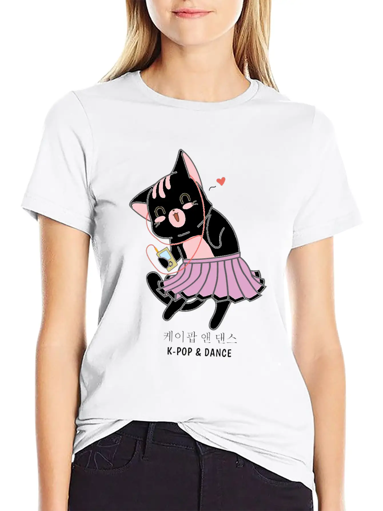 K-Pop And Dance Cat Saranghae Korea Pop Breathable Soft Cotton T-Shirt – Timeless Casual Look