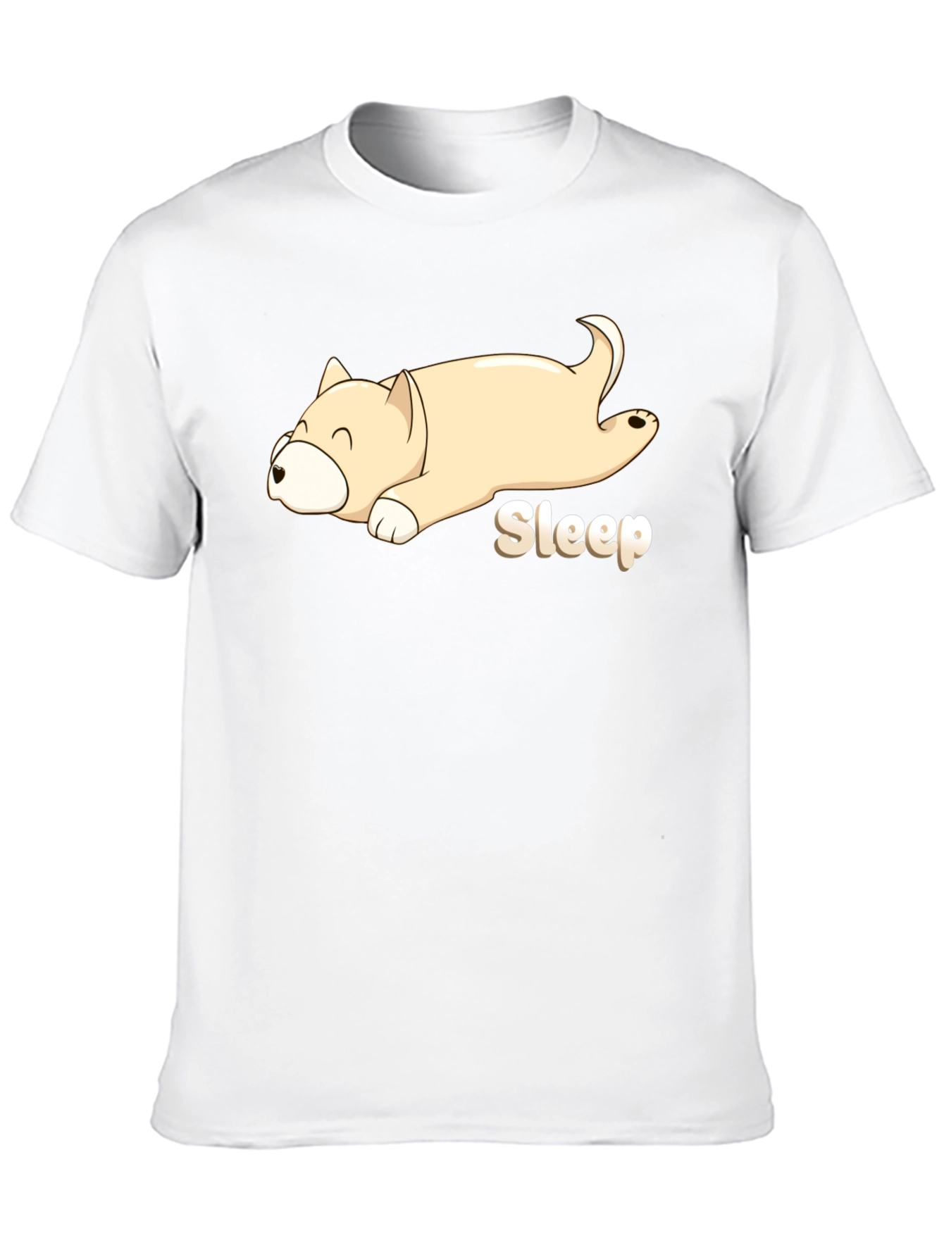 Sleepy Dog Cartoon Black T-Shirt