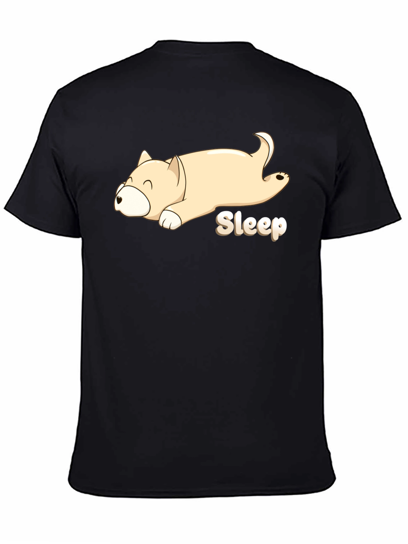 Sleepy Dog Cartoon Black T-Shirt