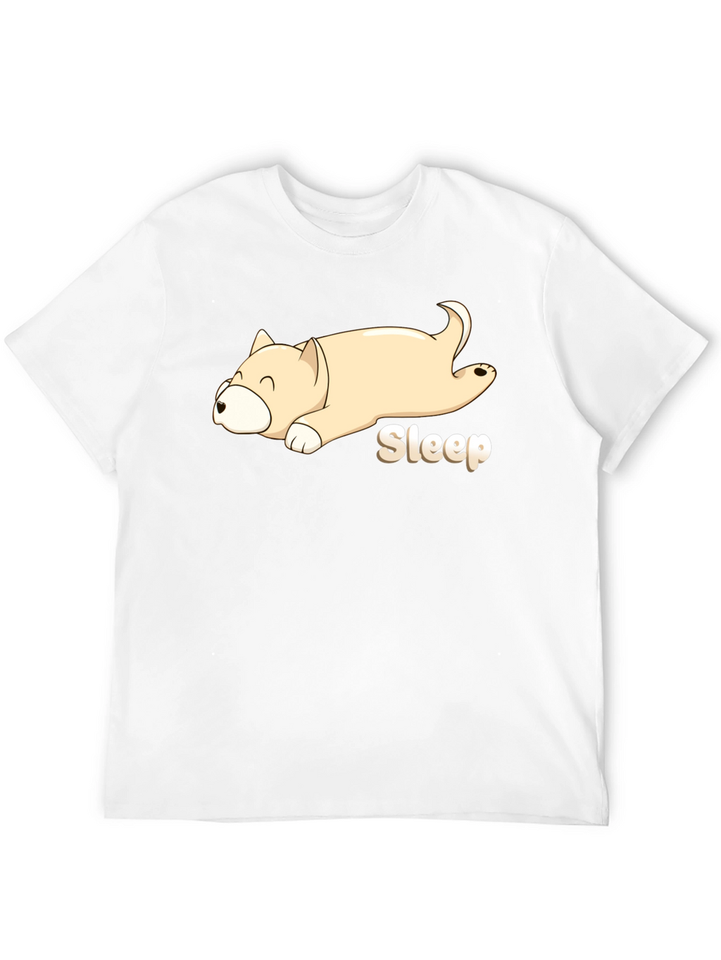 Sleepy Dog Cartoon Black T-Shirt