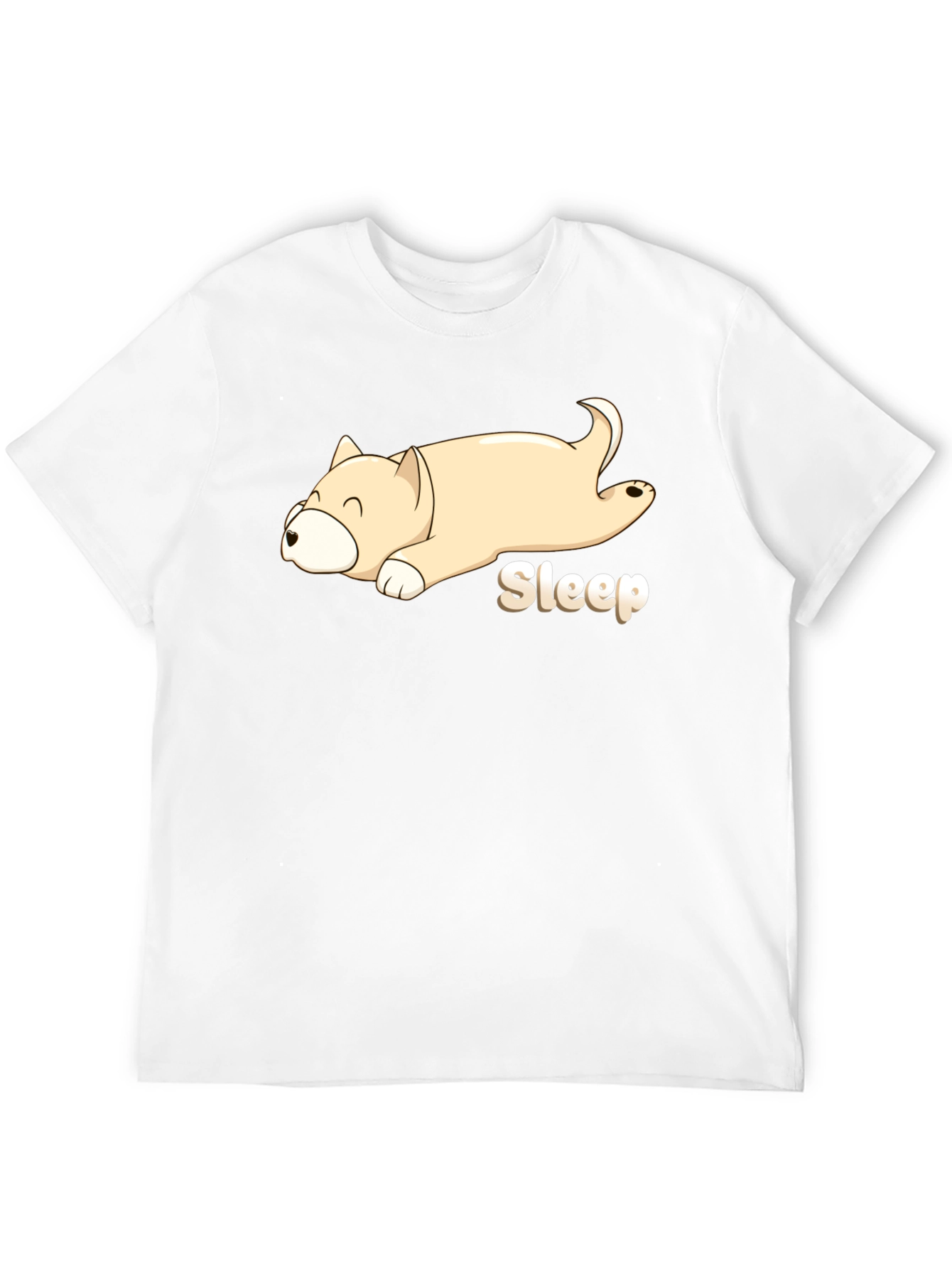 Sleepy Dog Cartoon Black T-Shirt