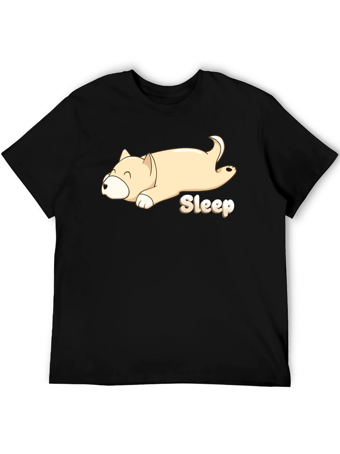 Sleepy Dog Cartoon Black T-Shirt
