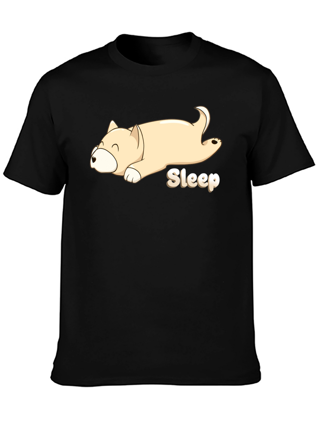 Sleepy Dog Cartoon Black T-Shirt