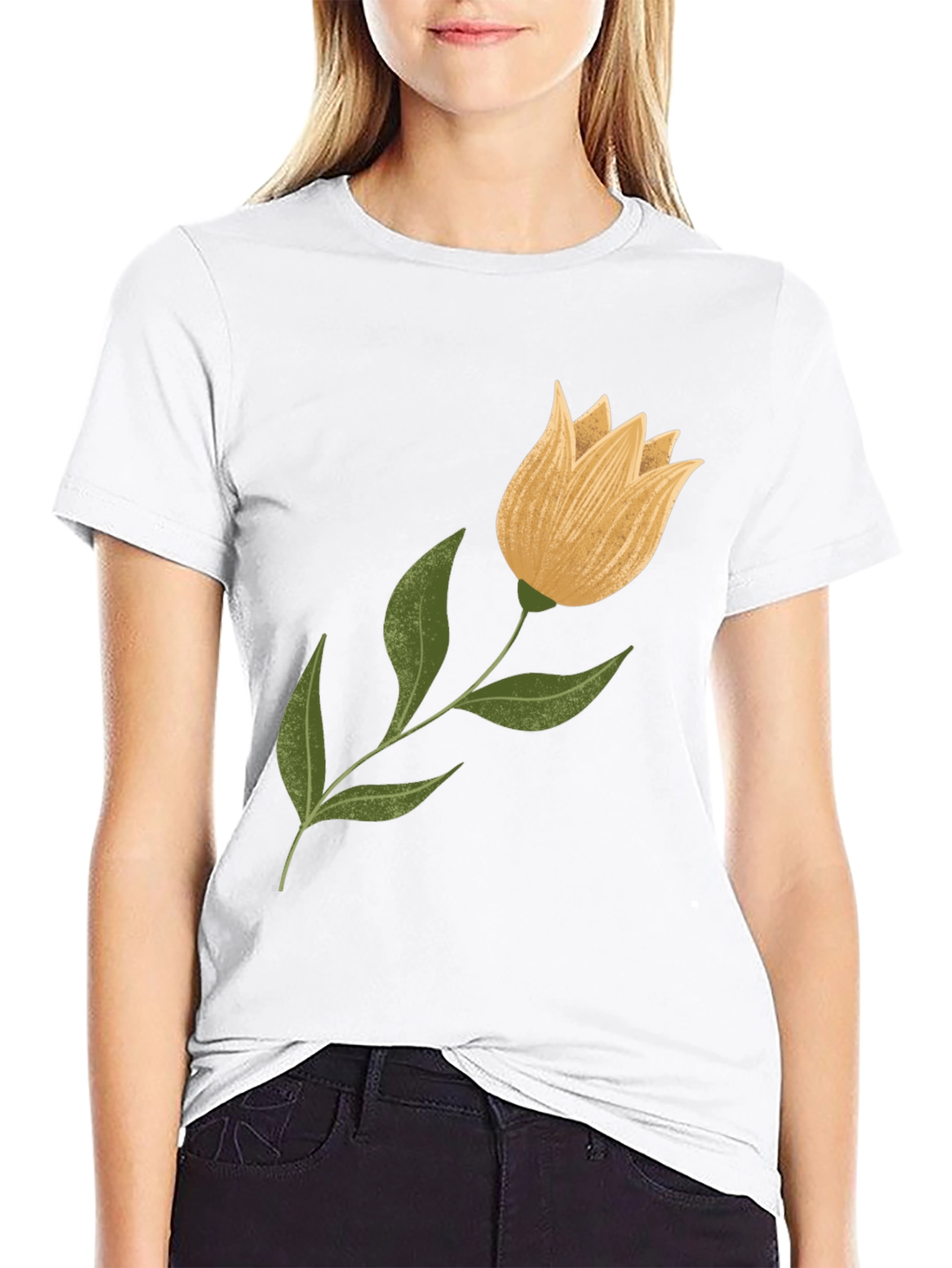 Floral Graphic Tee - Black Cotton Blend