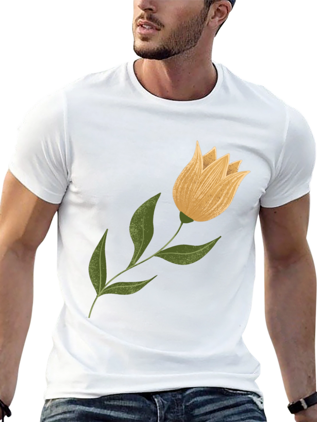 Floral Graphic Tee - Black Cotton Blend