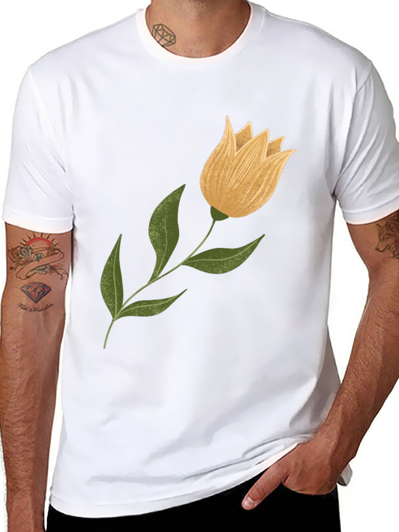 Floral Graphic Tee - Black Cotton Blend
