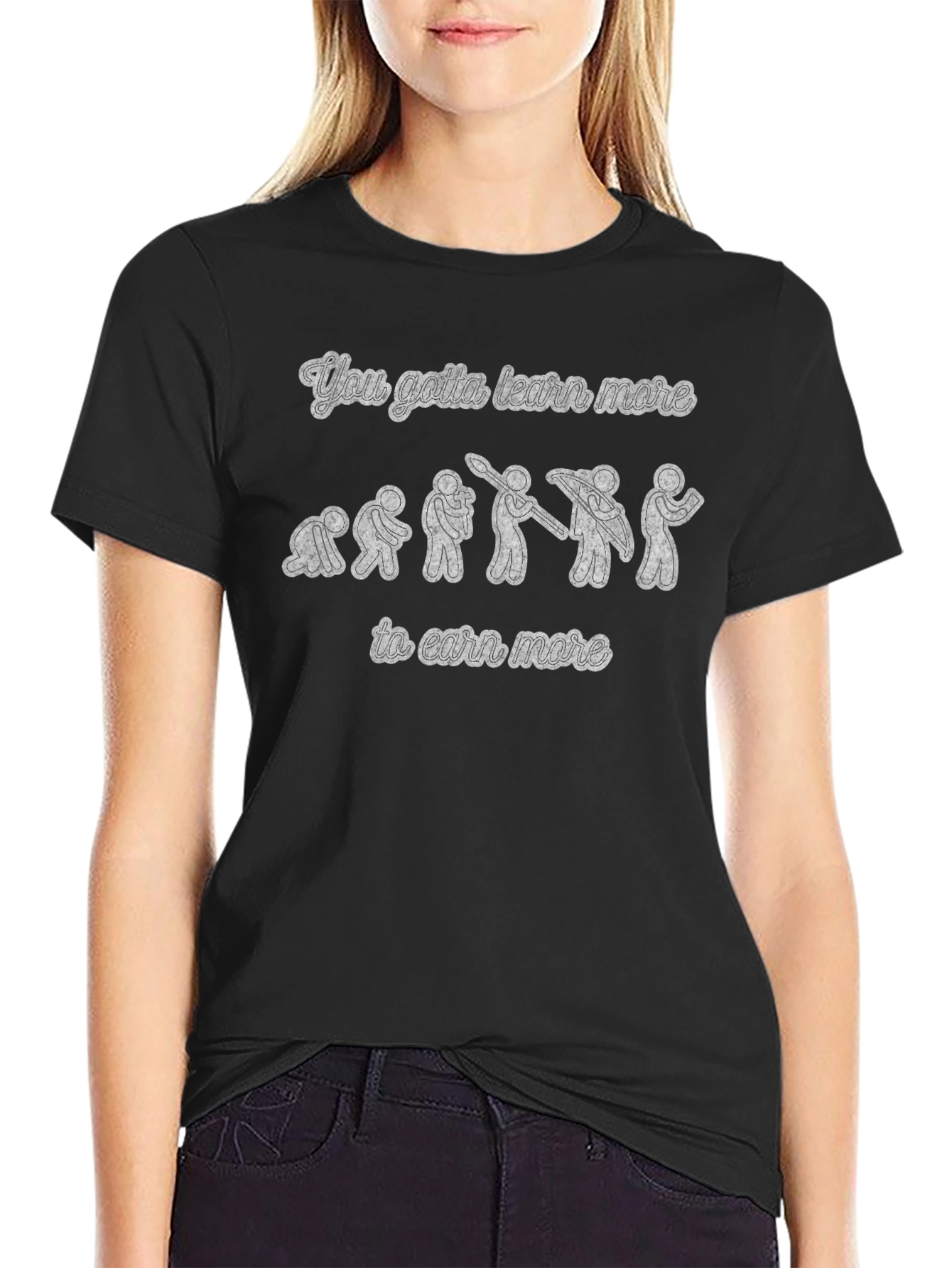 Learn More to Earn More Black Graphic Tee