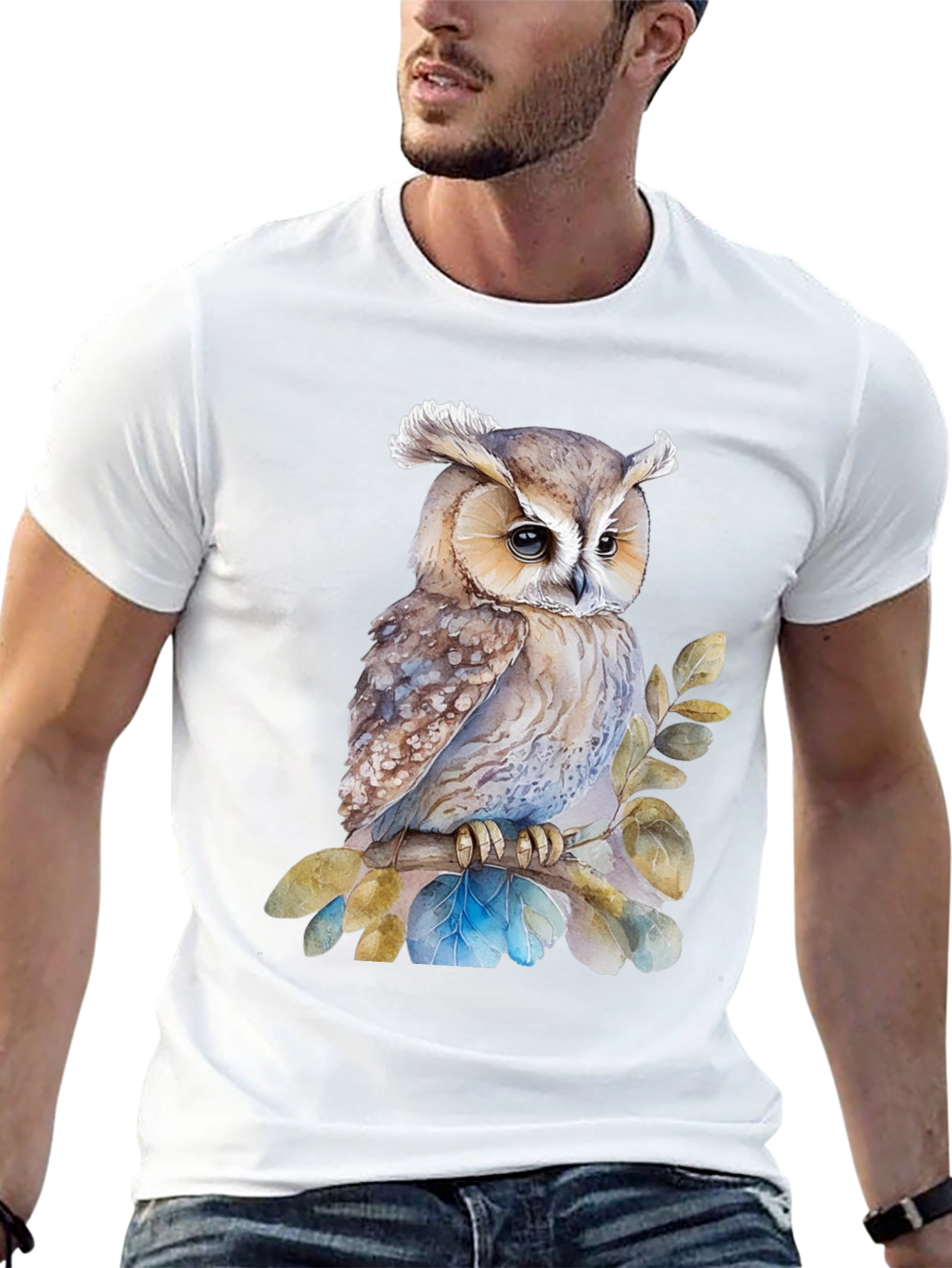 Owl T-Shirt - Watercolor Bird Design