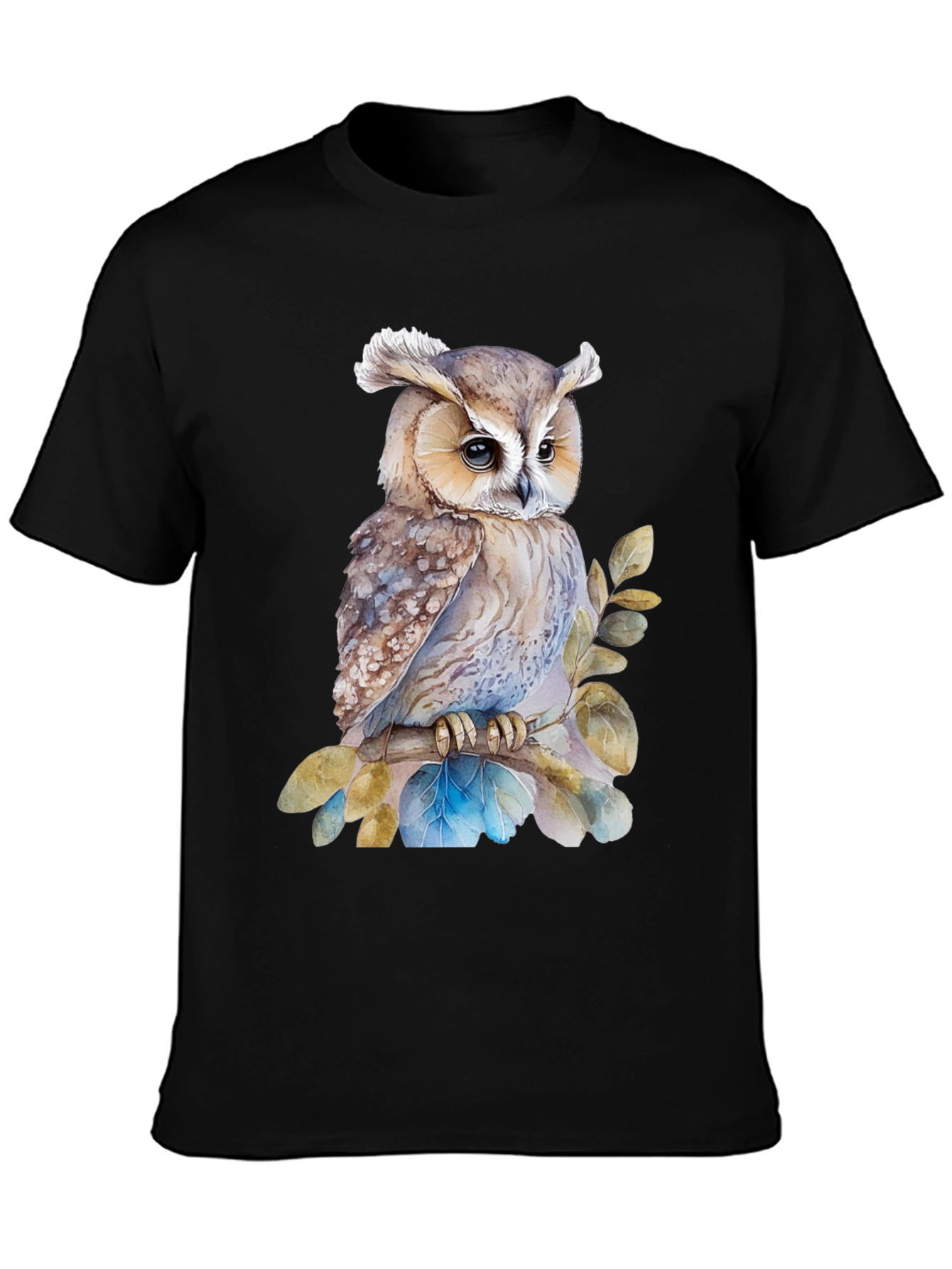 Owl T-Shirt - Watercolor Bird Design
