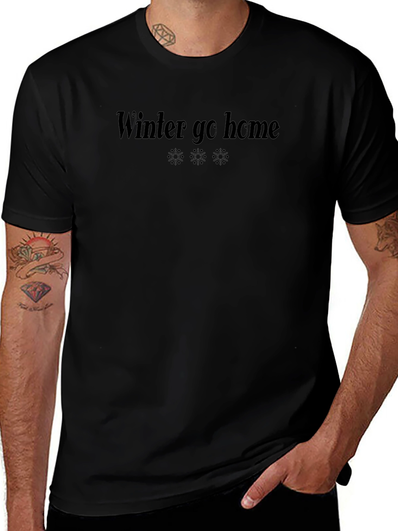 Winter Go Home Graphic Tee - Black T-Shirt