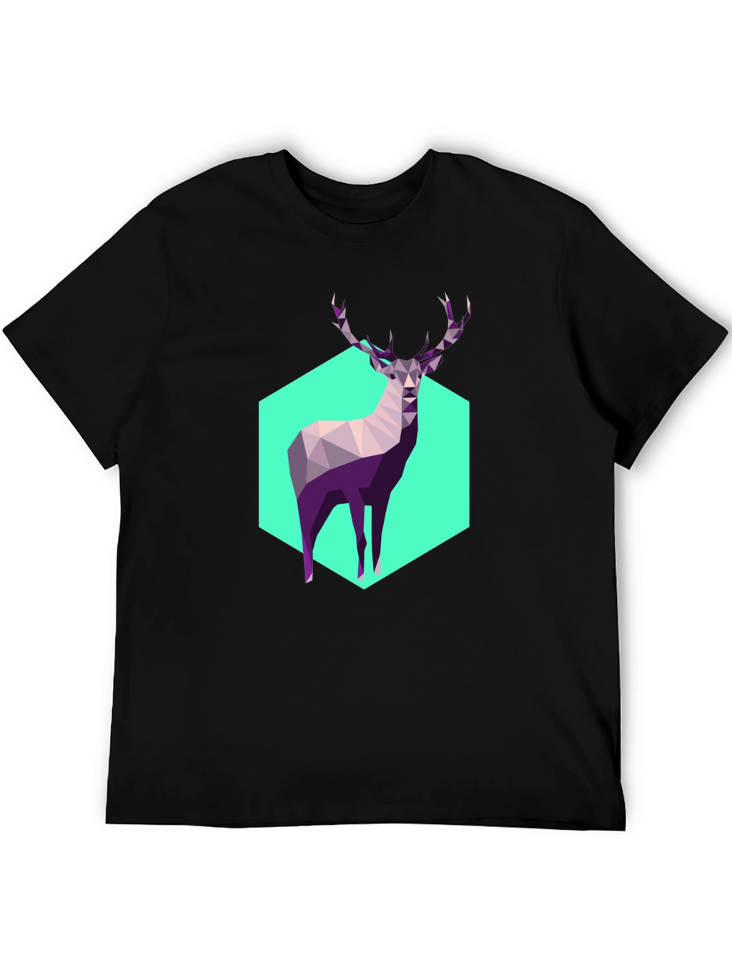 Geometric Deer Graphic Tee - Modern Art Shirt