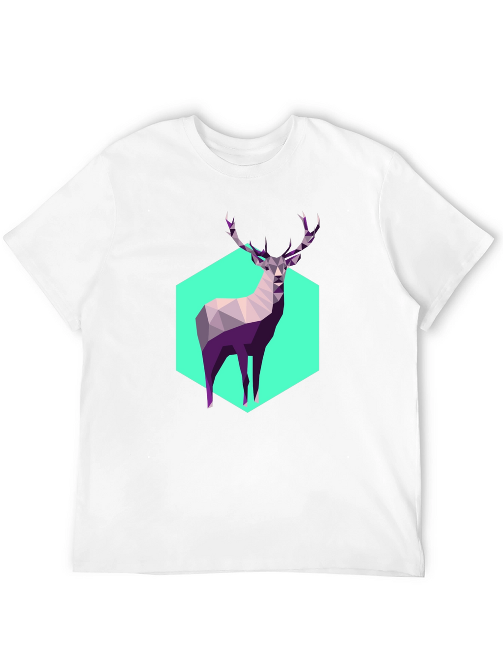 Geometric Deer Graphic Tee - Modern Art Shirt