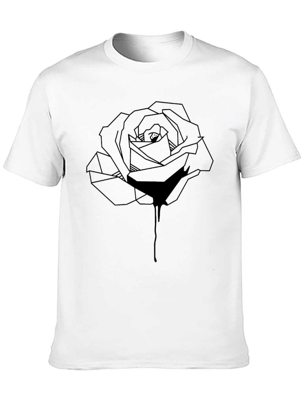 Geometric Rose Graphic Tee - Stylish Mens Black T-Shirt