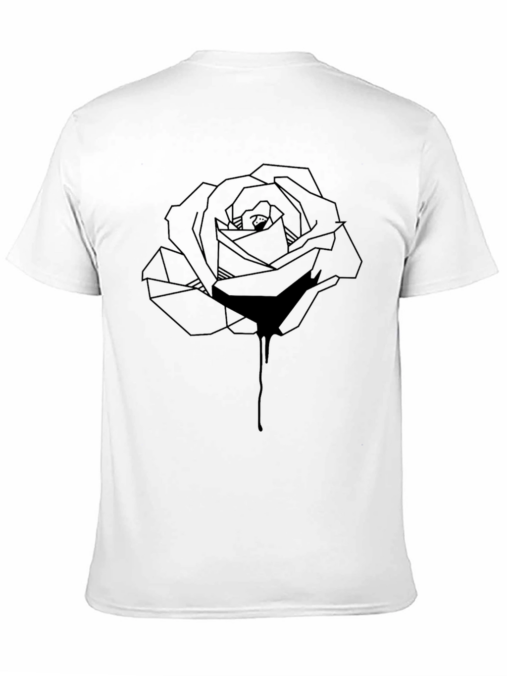 Geometric Rose Graphic Tee - Stylish Mens Black T-Shirt