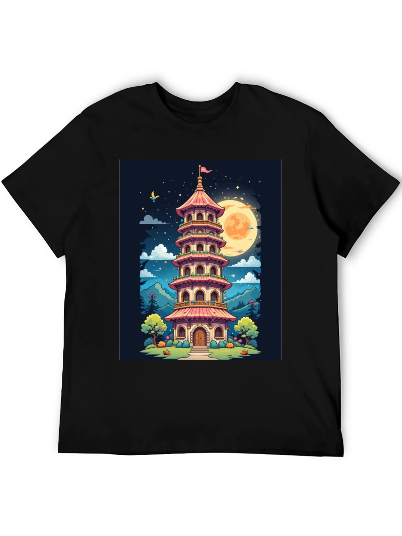 Oriental Pagoda T-Shirt - Unique Graphic Tee