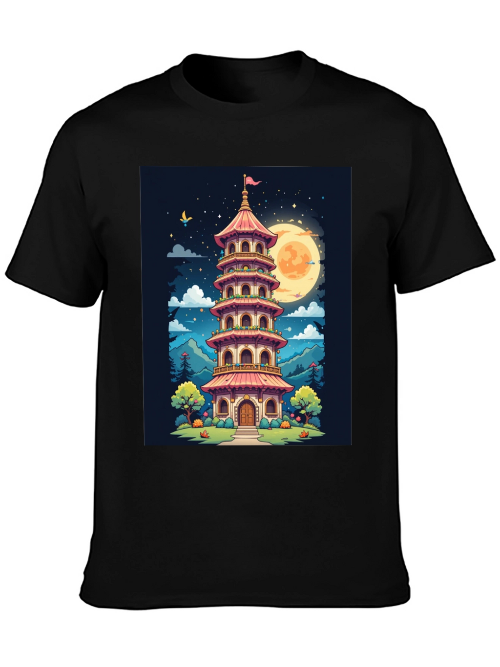 Oriental Pagoda T-Shirt - Unique Graphic Tee