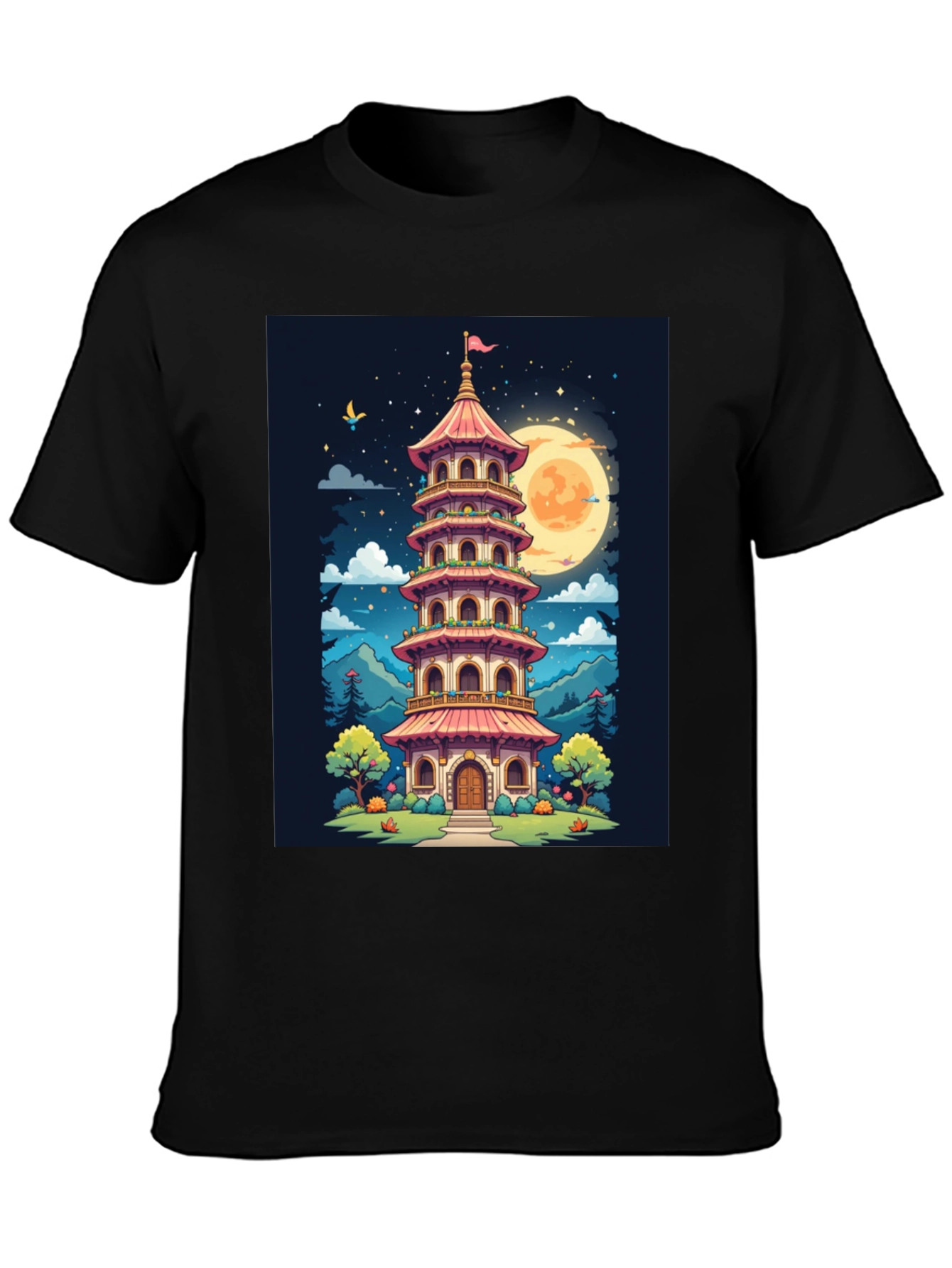 Oriental Pagoda T-Shirt - Unique Graphic Tee