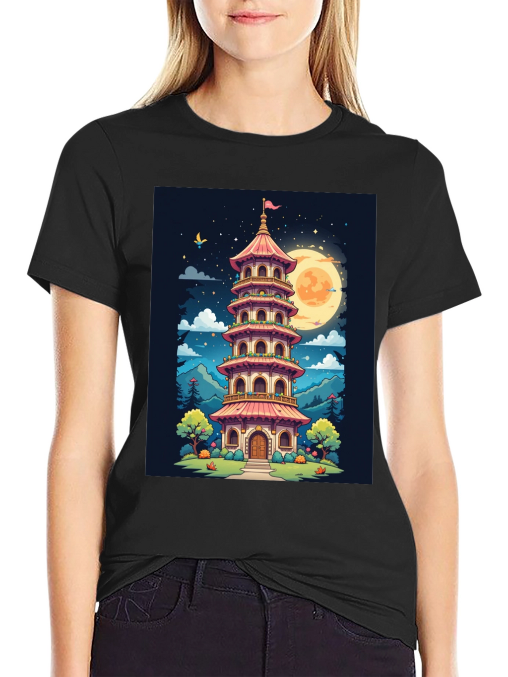 Oriental Pagoda T-Shirt - Unique Graphic Tee