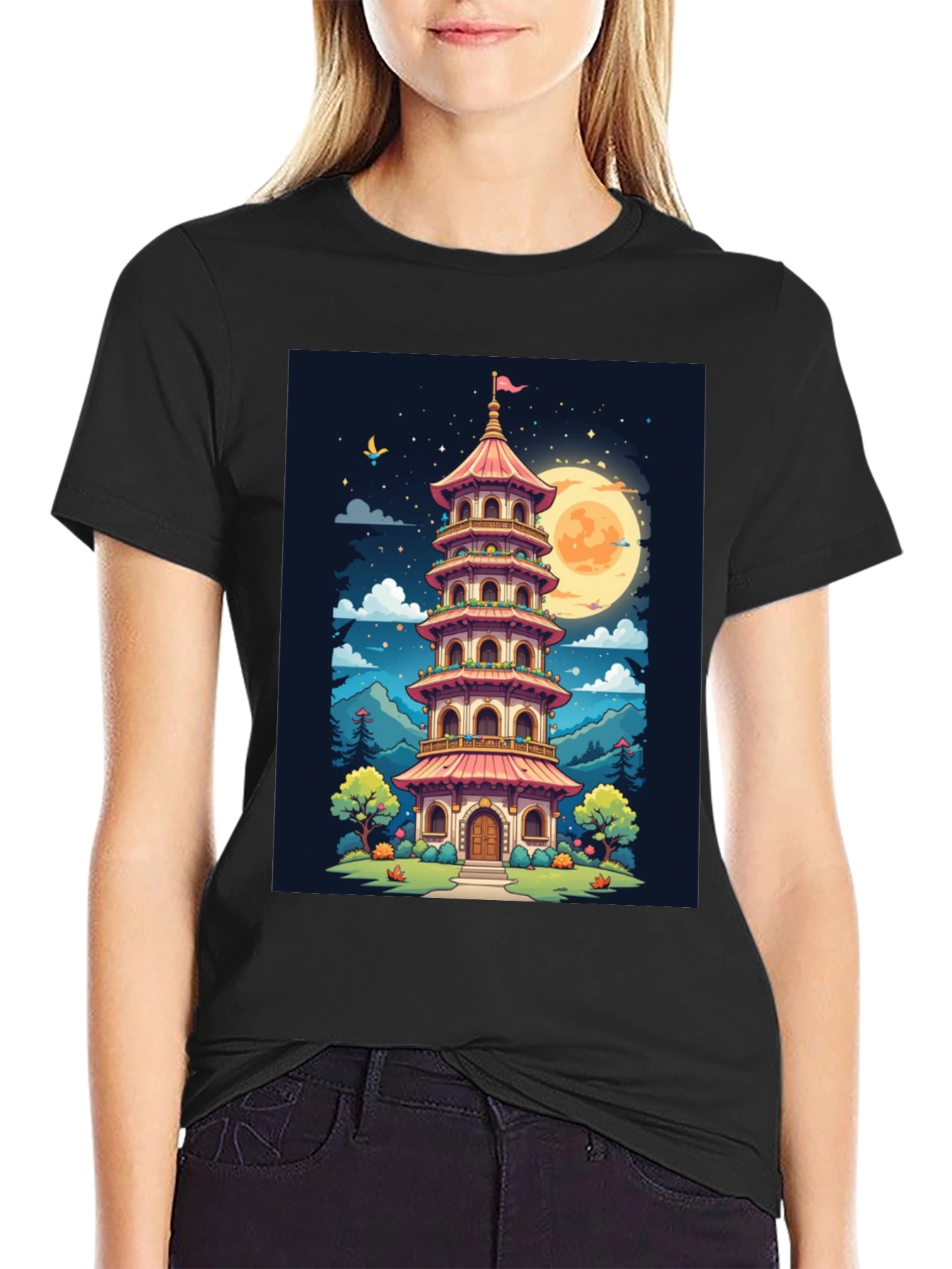 Oriental Pagoda T-Shirt - Unique Graphic Tee
