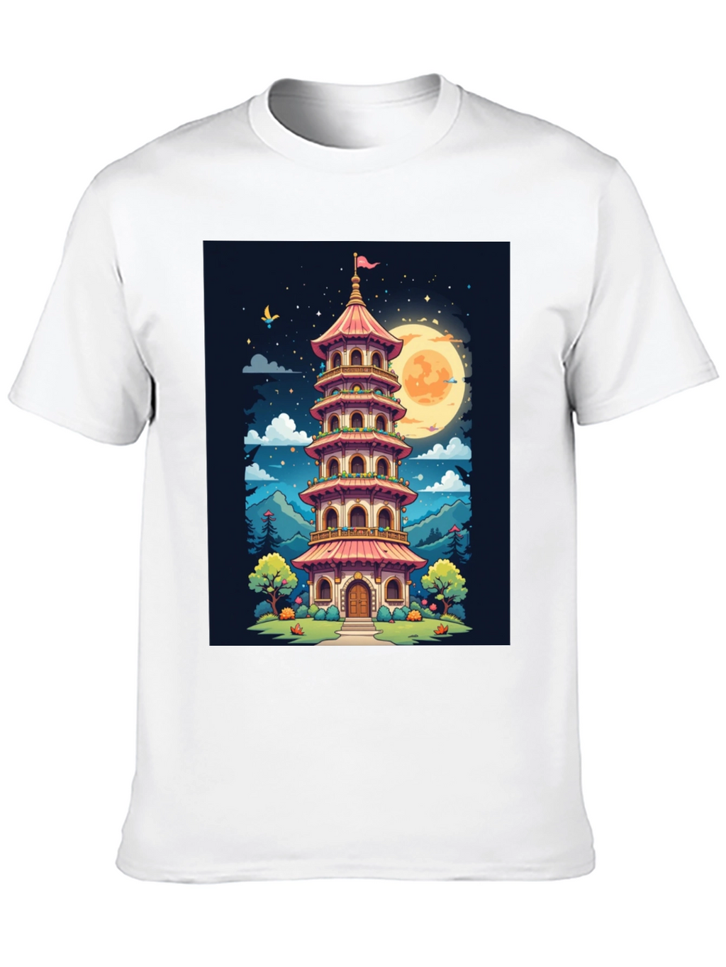 Oriental Pagoda T-Shirt - Unique Graphic Tee