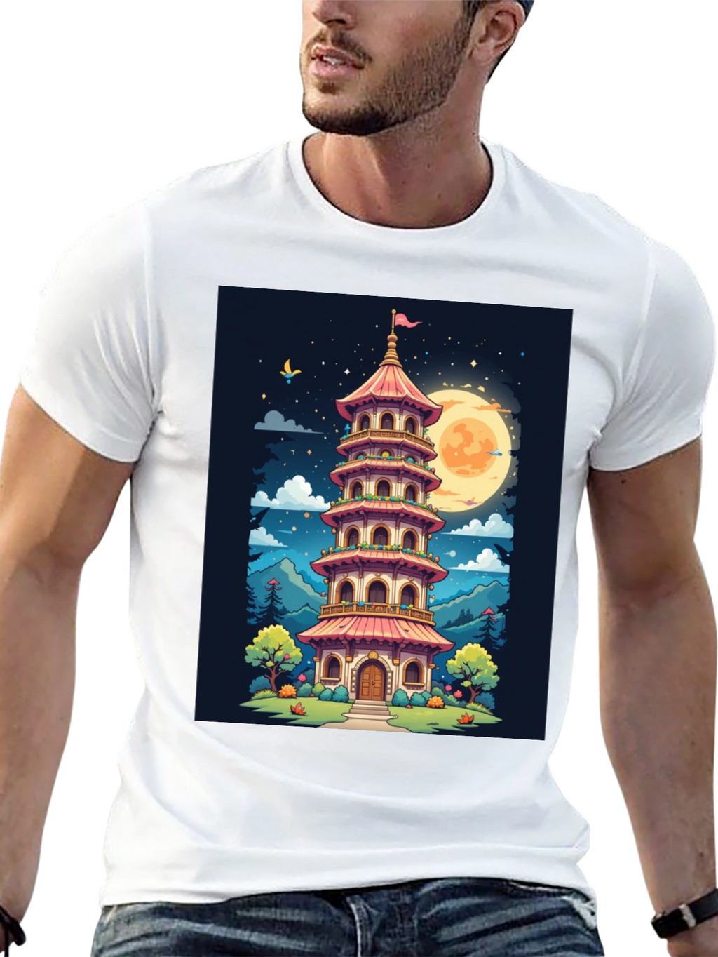 Oriental Pagoda T-Shirt - Unique Graphic Tee