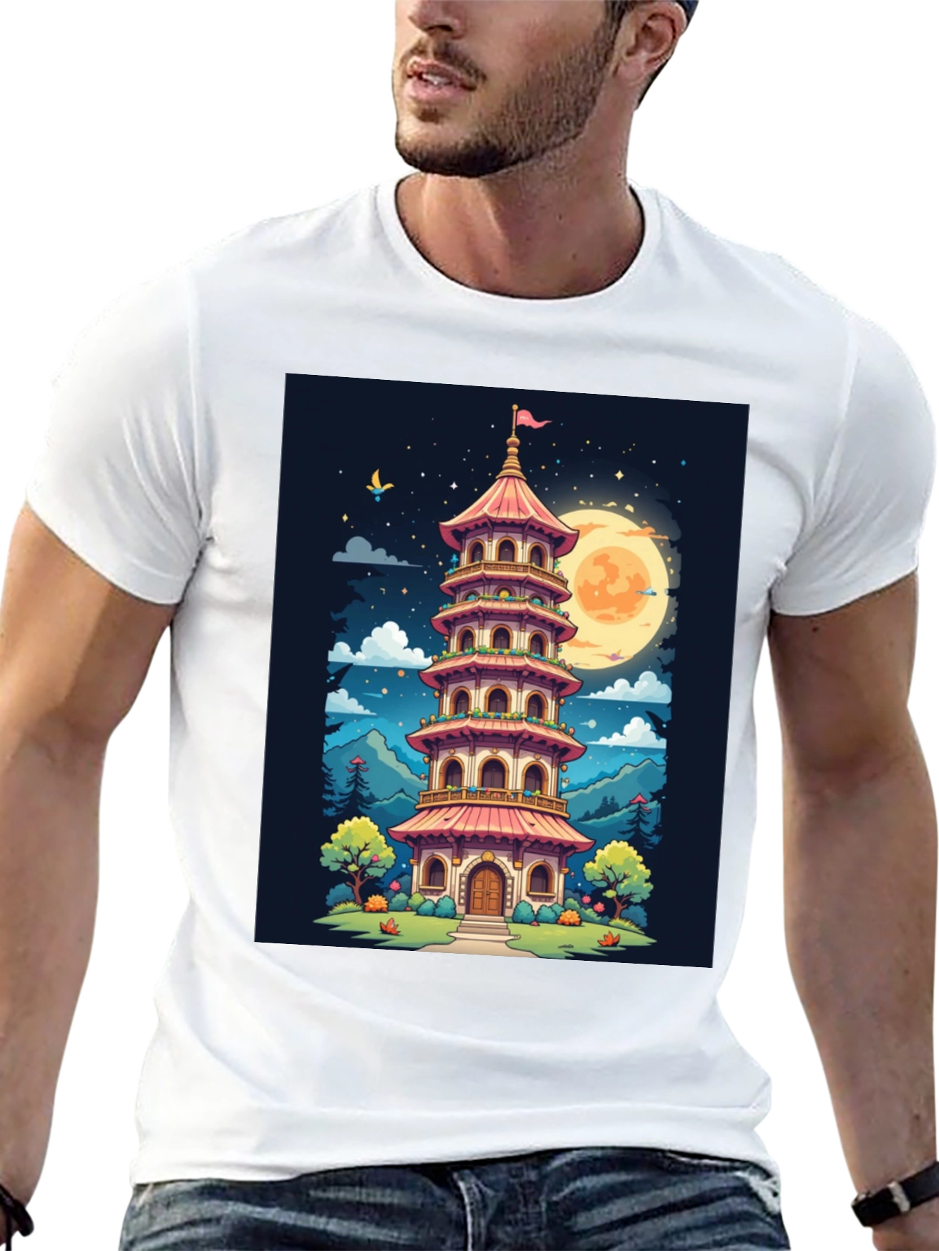 Oriental Pagoda T-Shirt - Unique Graphic Tee