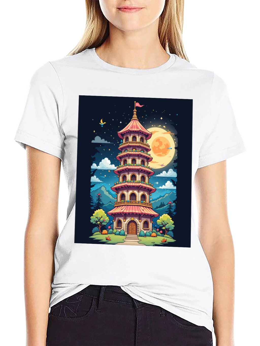 Oriental Pagoda T-Shirt - Unique Graphic Tee