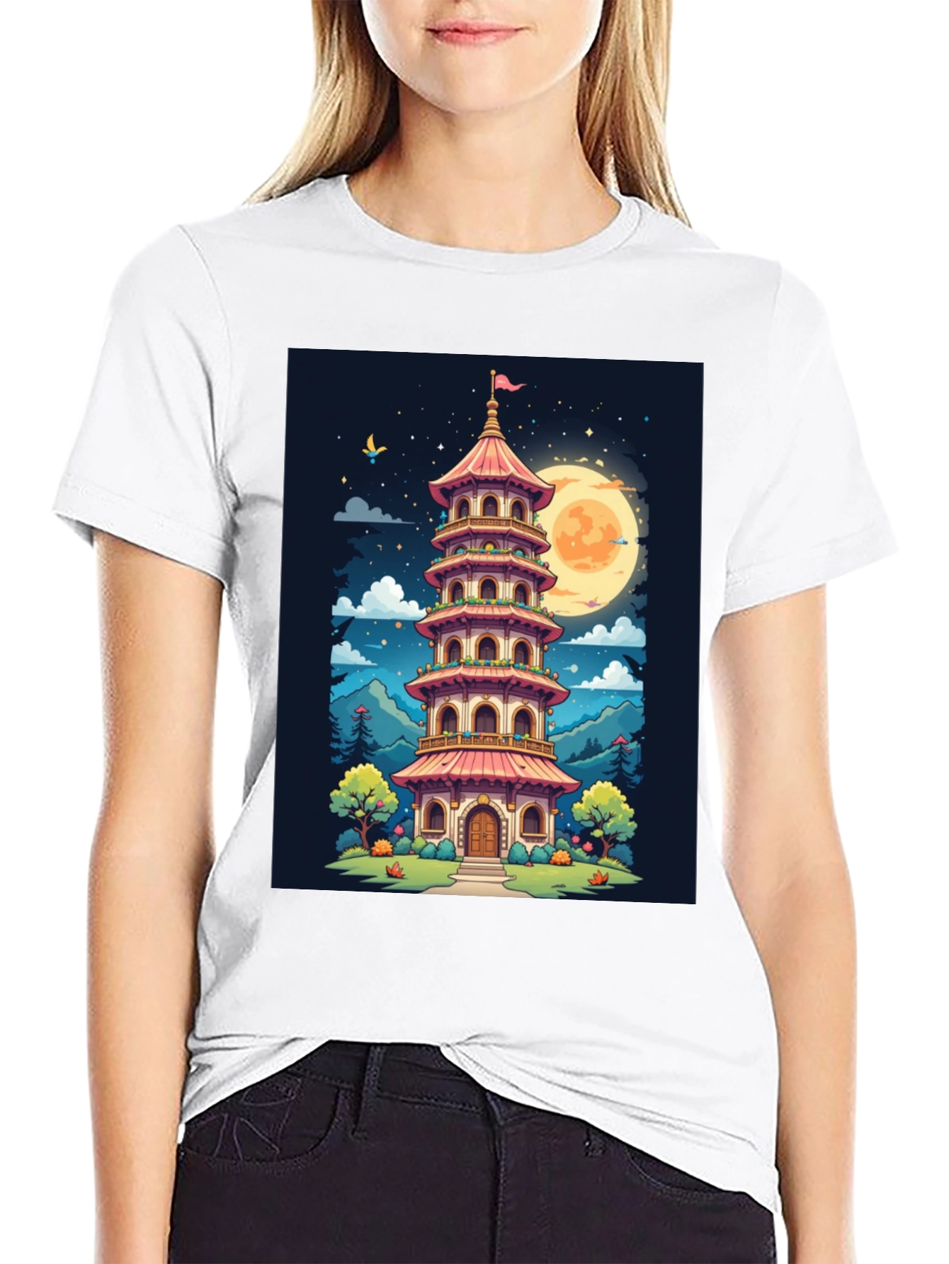 Oriental Pagoda T-Shirt - Unique Graphic Tee