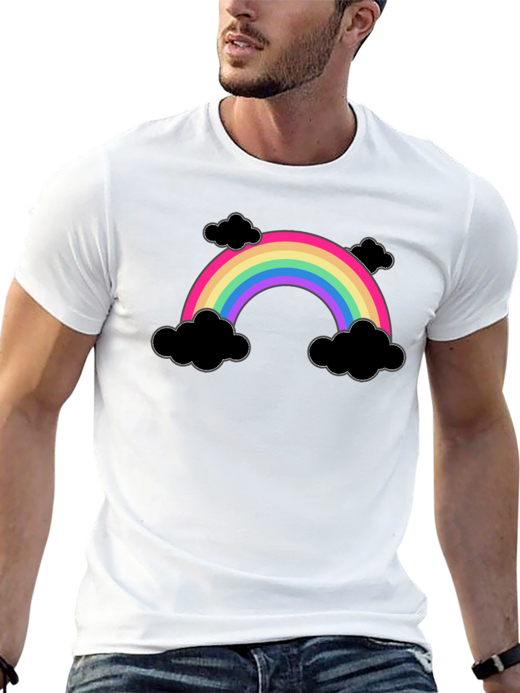 Rainbow and Clouds Graphic T-Shirt