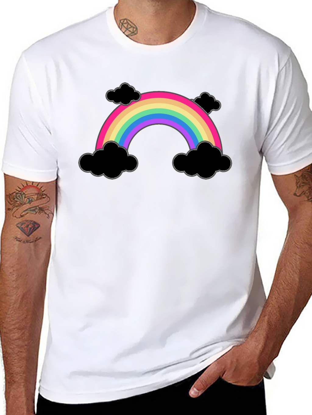 Rainbow and Clouds Graphic T-Shirt