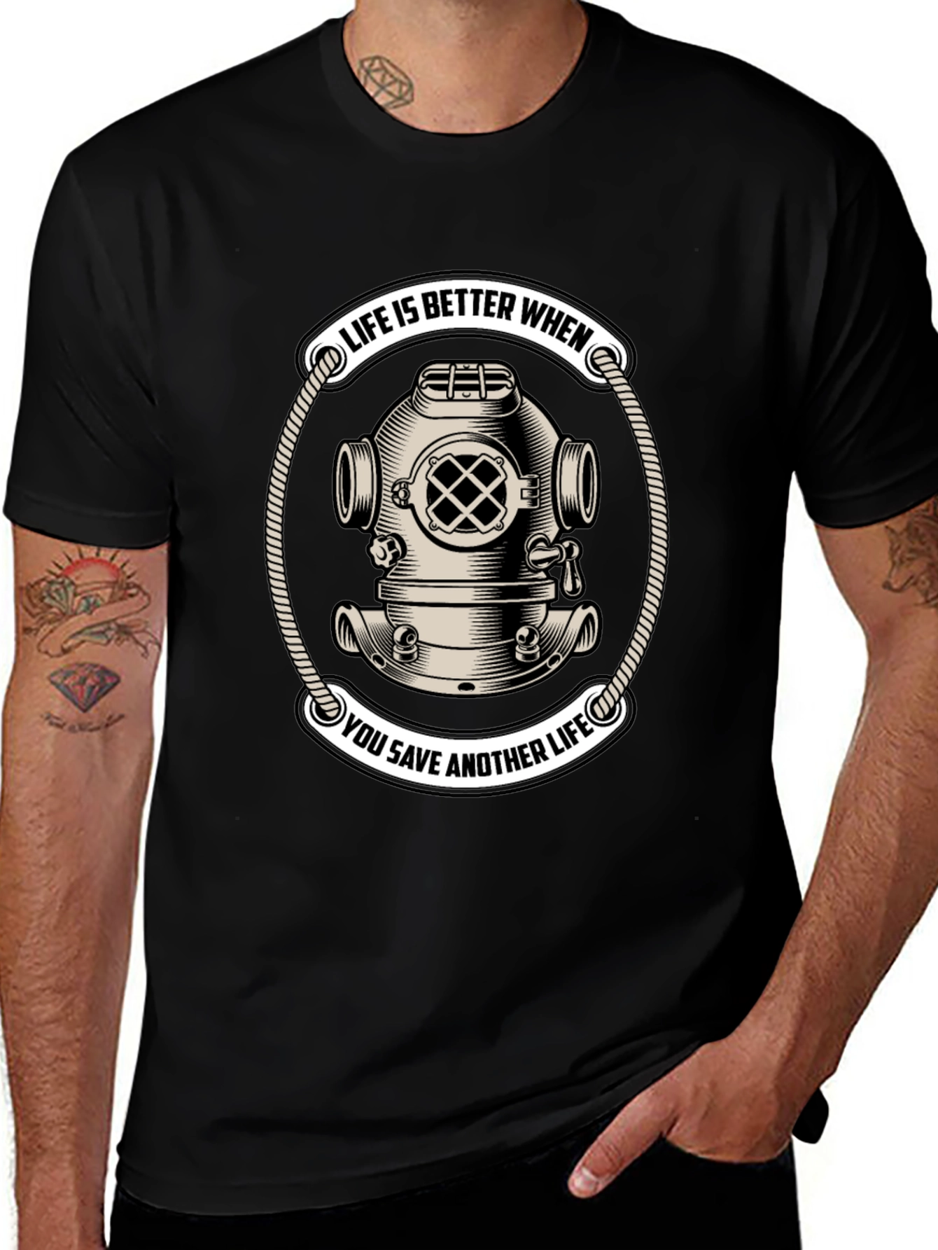 Life Saver Scuba Diver Helmet T-Shirt