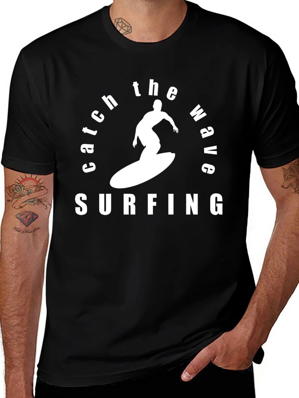 Catch the Wave Surfing T-Shirt - Black