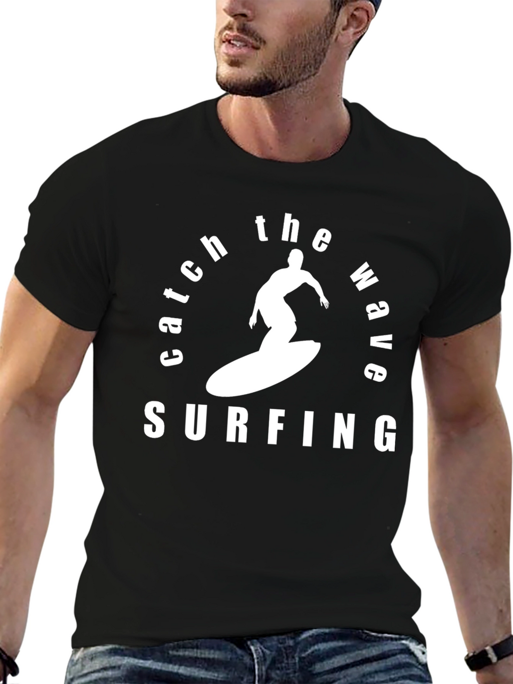 Catch the Wave Surfing T-Shirt - Black