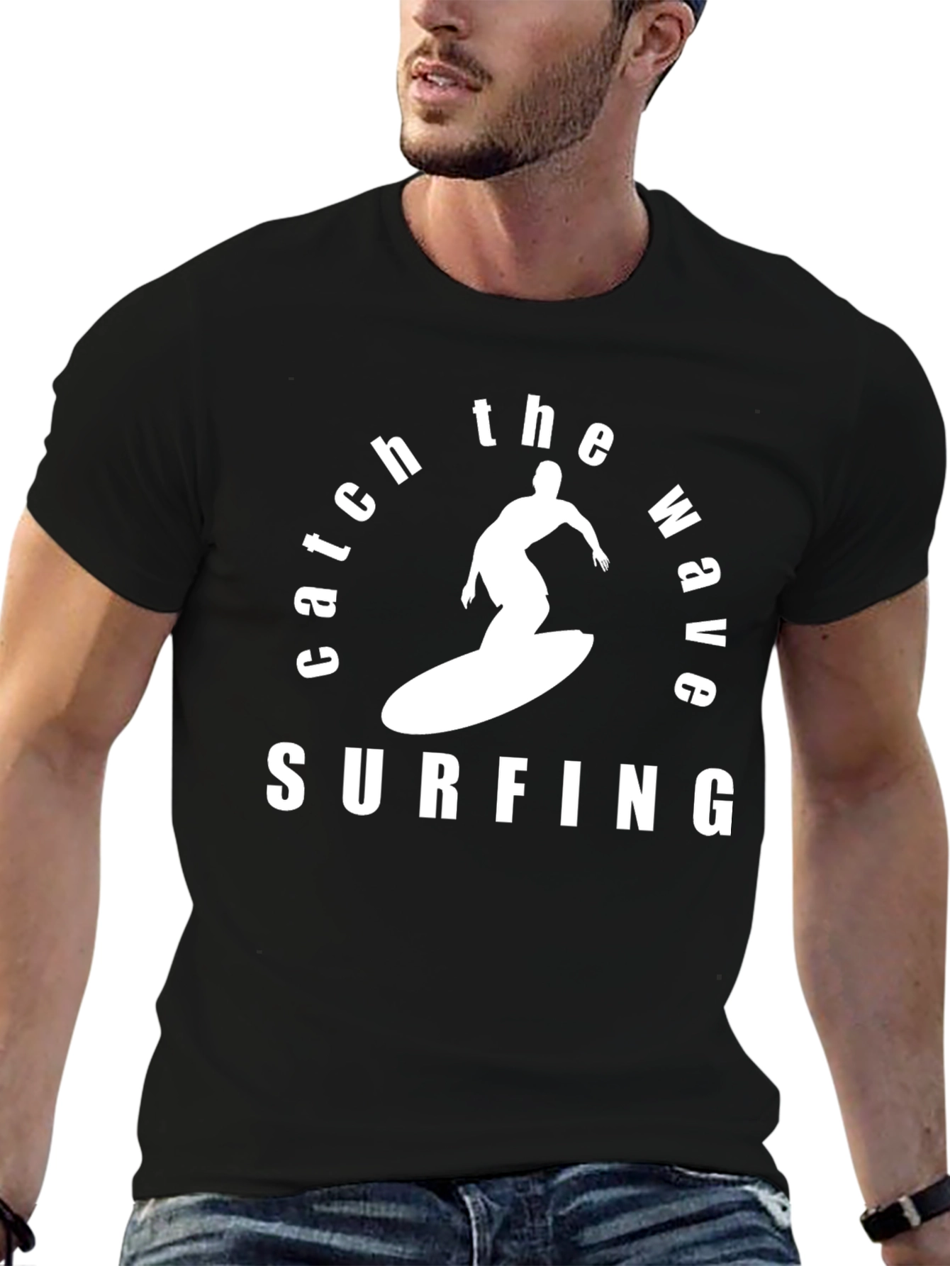 Catch the Wave Surfing T-Shirt - Black
