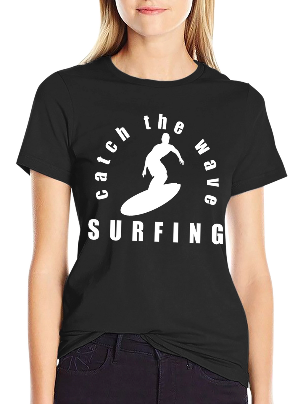 Catch the Wave Surfing T-Shirt - Black