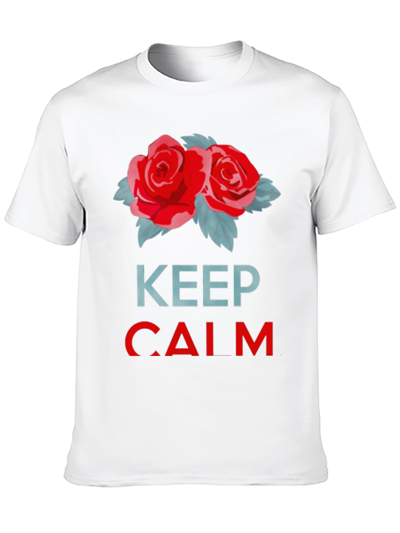 Keep Calm Red Roses Black T-Shirt
