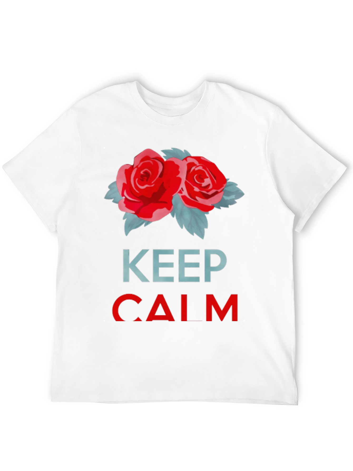 Keep Calm Red Roses Black T-Shirt