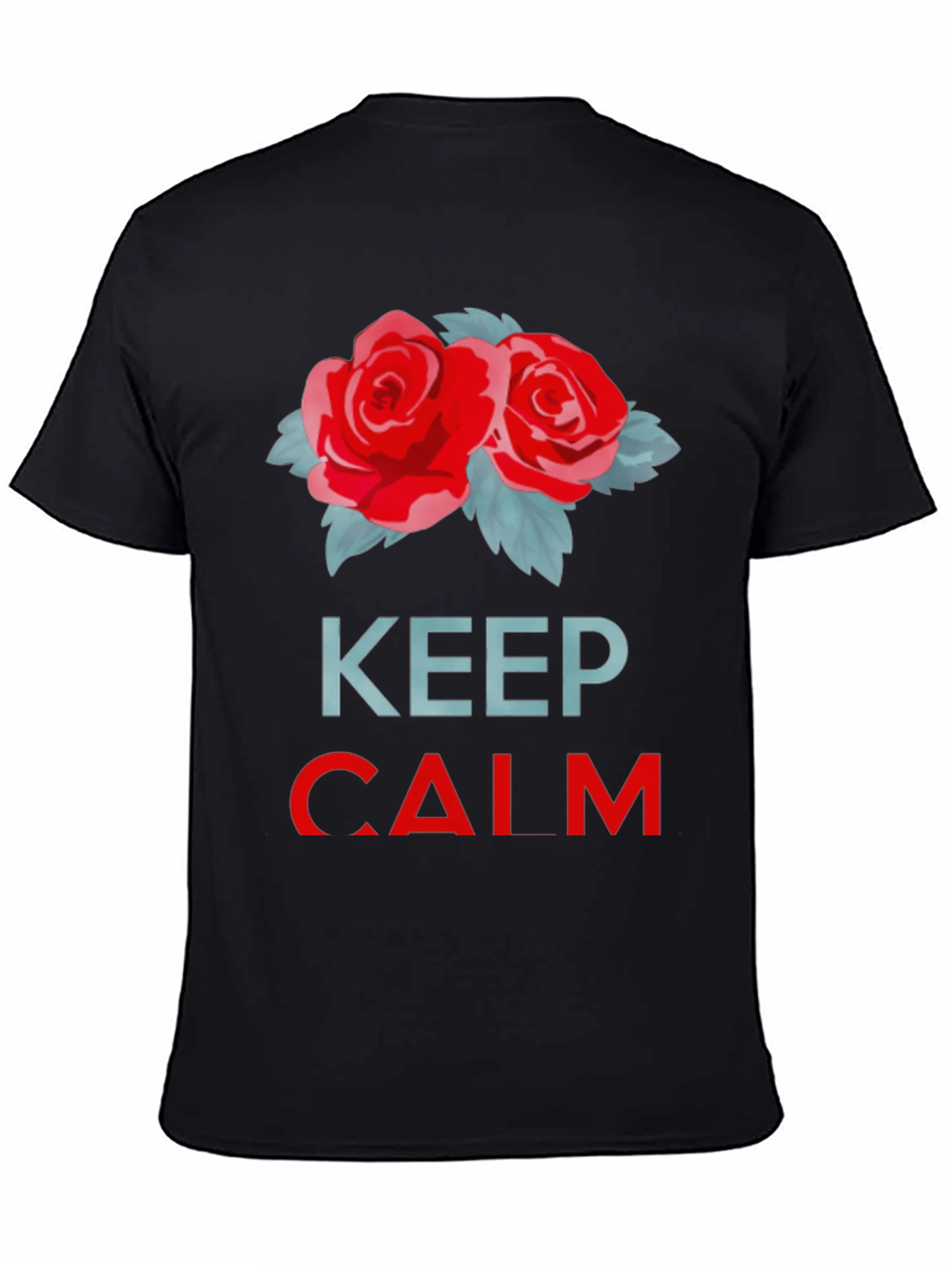 Keep Calm Red Roses Black T-Shirt