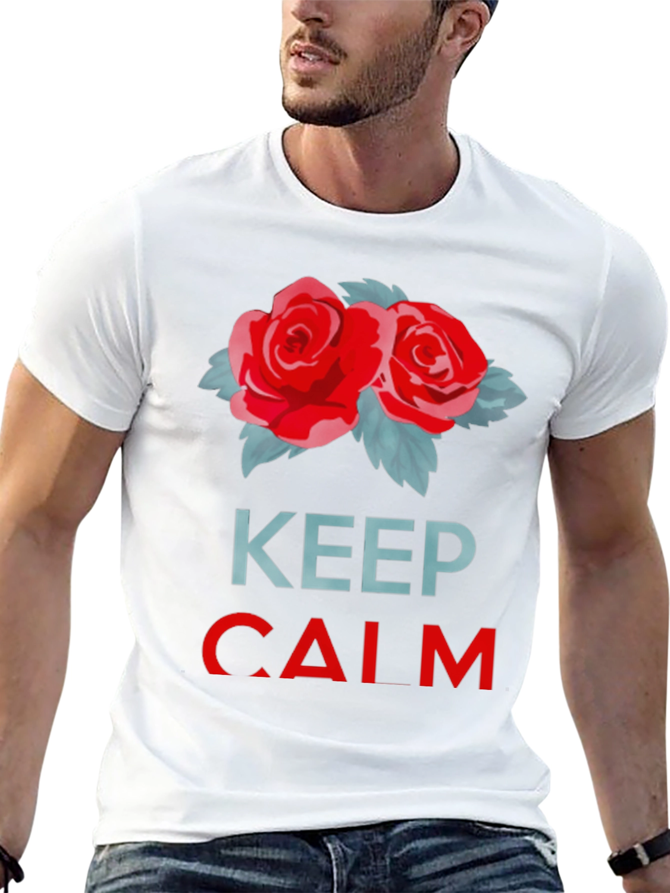 Keep Calm Red Roses Black T-Shirt