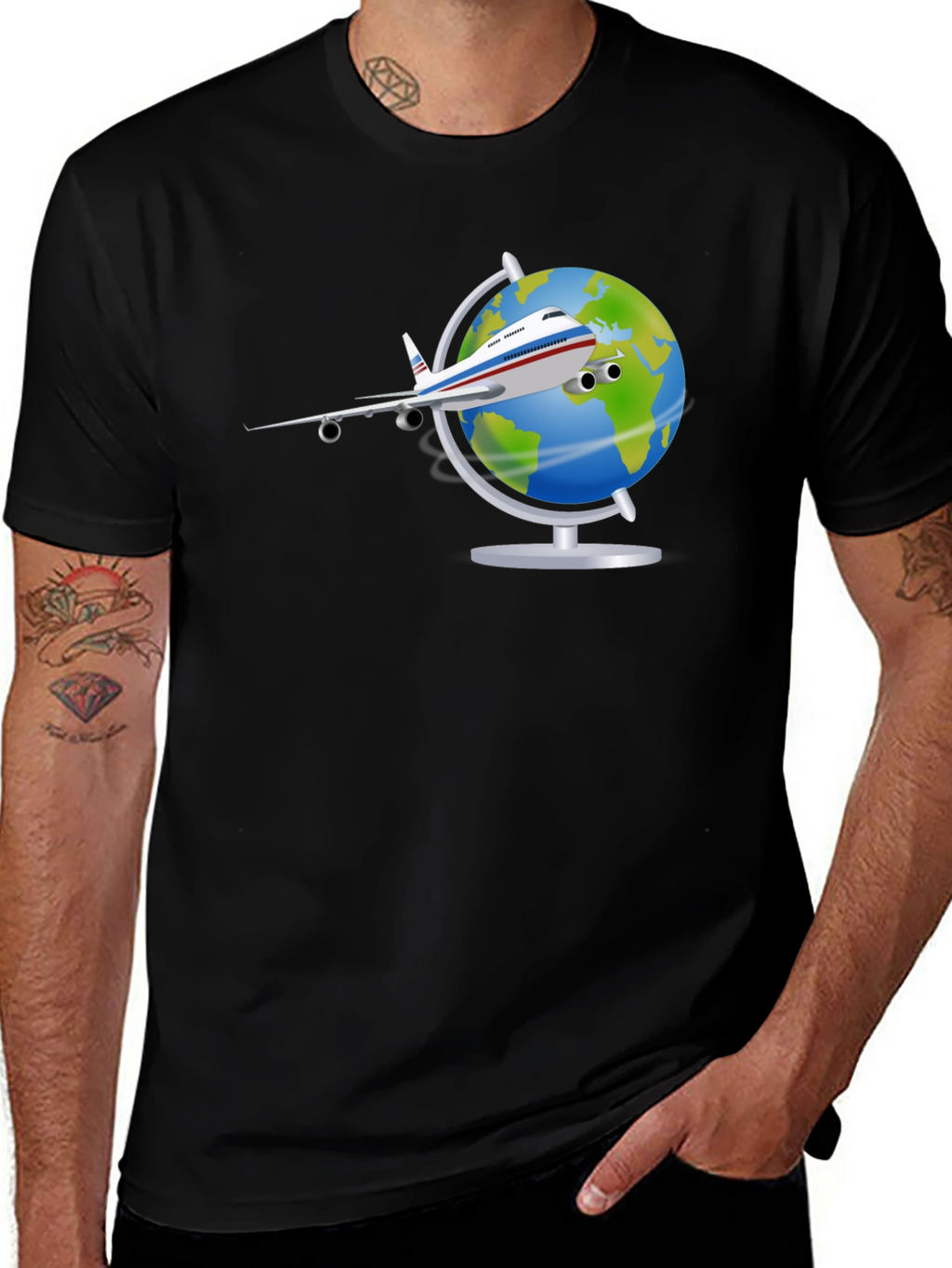 Globe Plane T-Shirt - Travel Adventure Tee