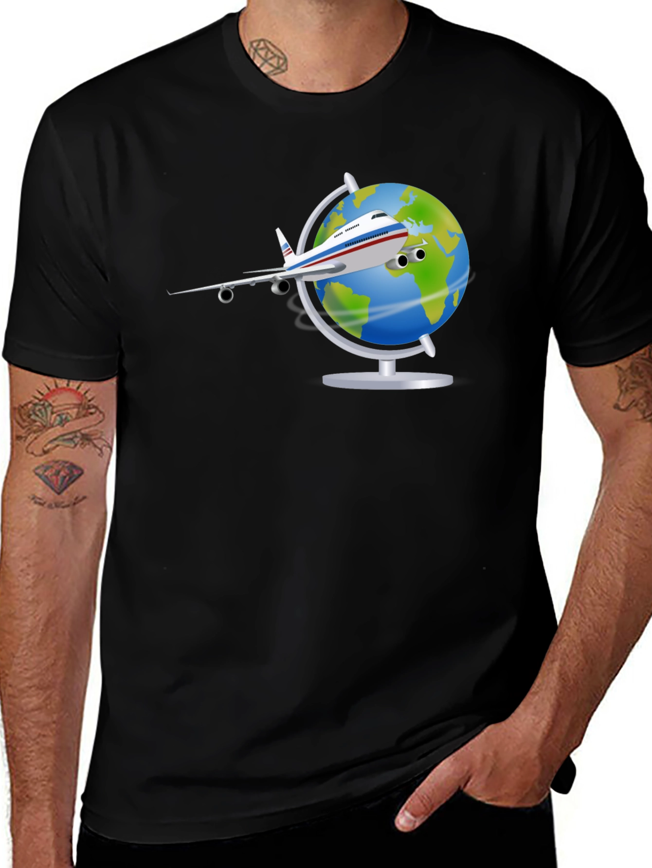 Globe Plane T-Shirt - Travel Adventure Tee