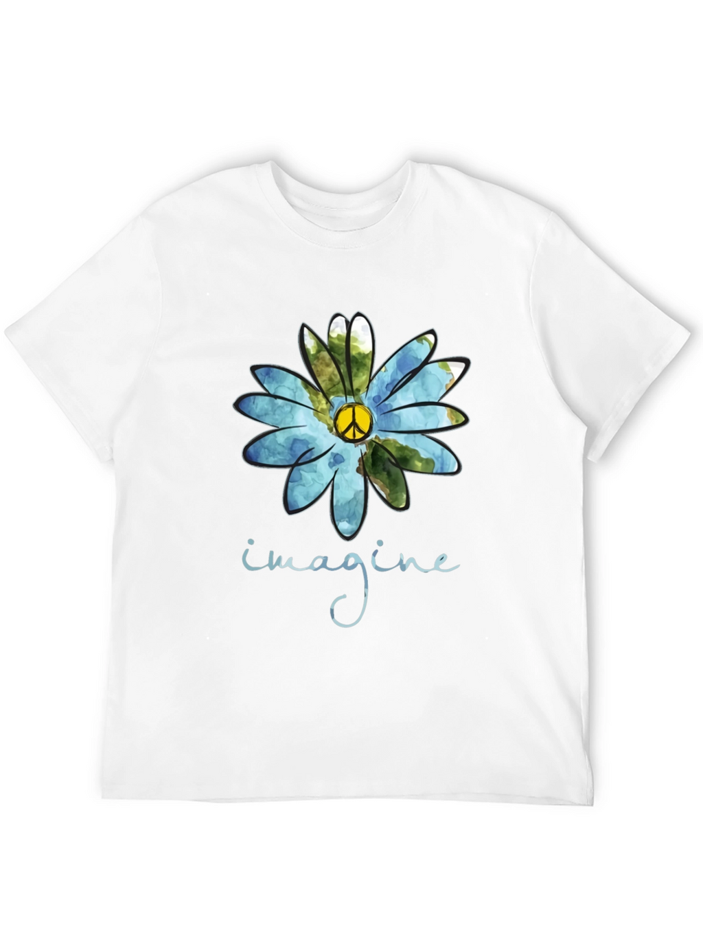 Imagine Peace Sign Flower Graphic T-Shirt