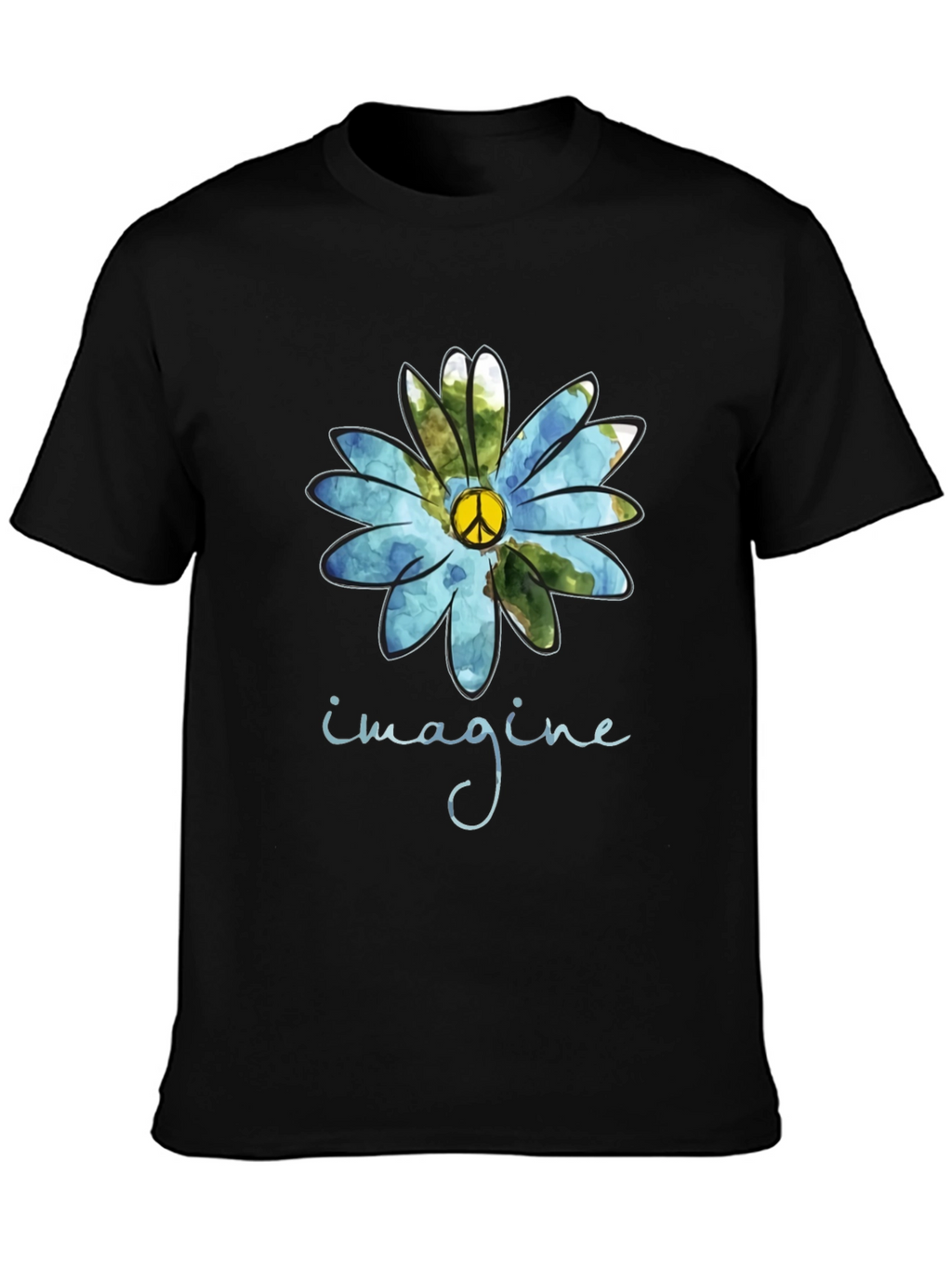Imagine Peace Sign Flower Graphic T-Shirt