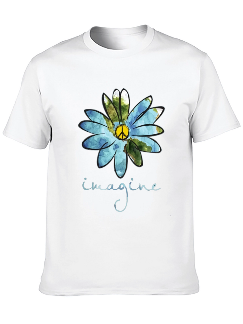 Imagine Peace Sign Flower Graphic T-Shirt