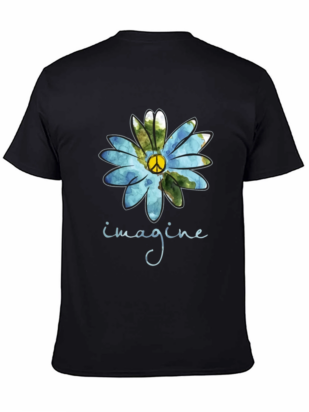 Imagine Peace Sign Flower Graphic T-Shirt