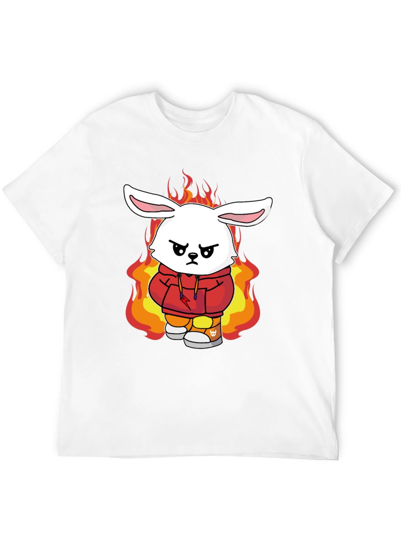 Fiery Bunny Graphic Tee - Black Cotton T-Shirt